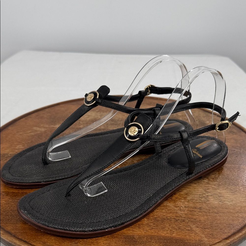 Sam Edelman Sandals Wm 10 Black Thong T-Strap Flat